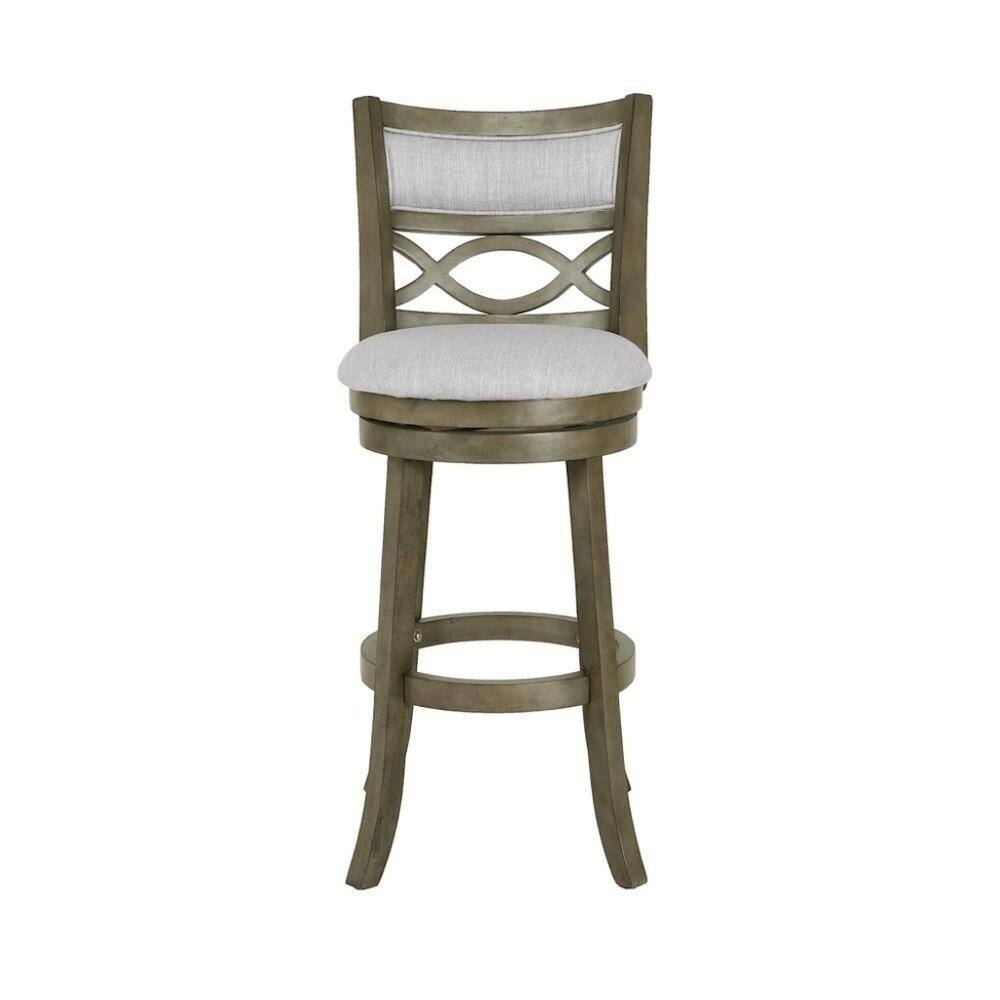 Left. FurniFact - Wood Swivel Bar Stool Set of 2 Gray Fabric - Grey.