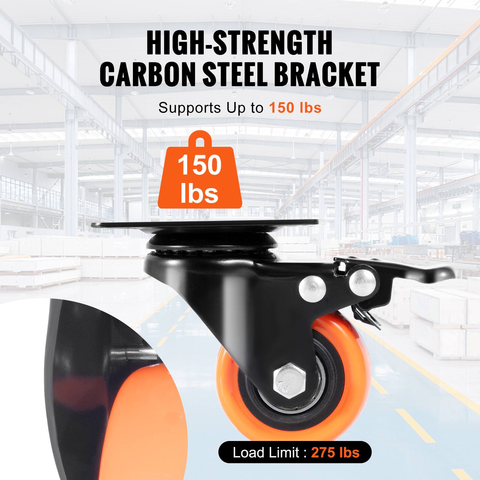 HIGH-STRENGTH CARBON STEEL BRACKET  
Supports Up to 150 lbs  
Load Limit: 275 lbs