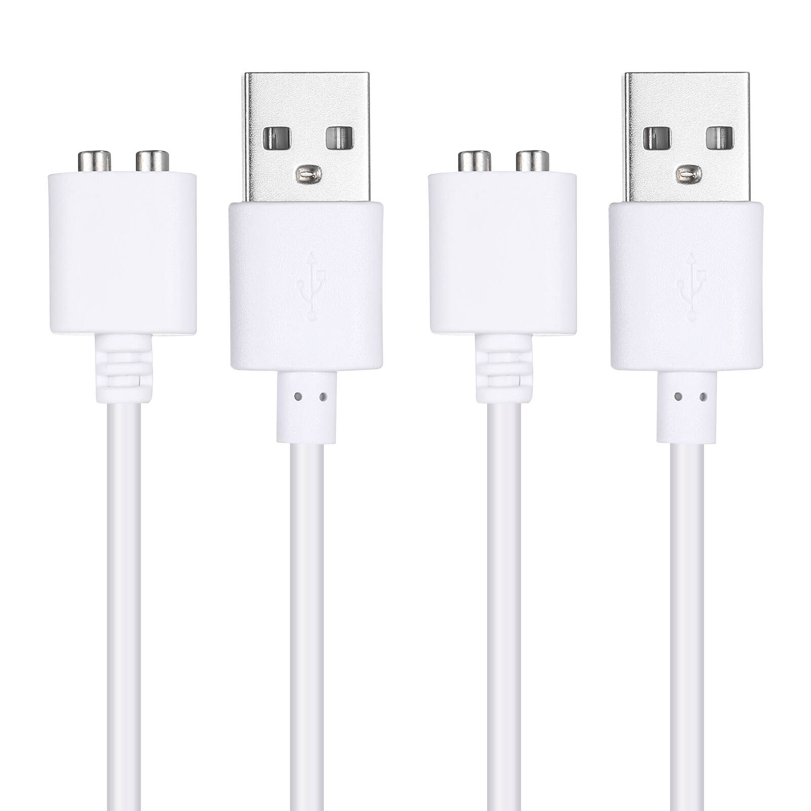 Front. Unique Bargains - Magnetic USB DC Charger Cable, 5mm, 2.6ft, USB, Single Polarity, 2pcs - for Rechargeable Toys & Toothbrush - White.
