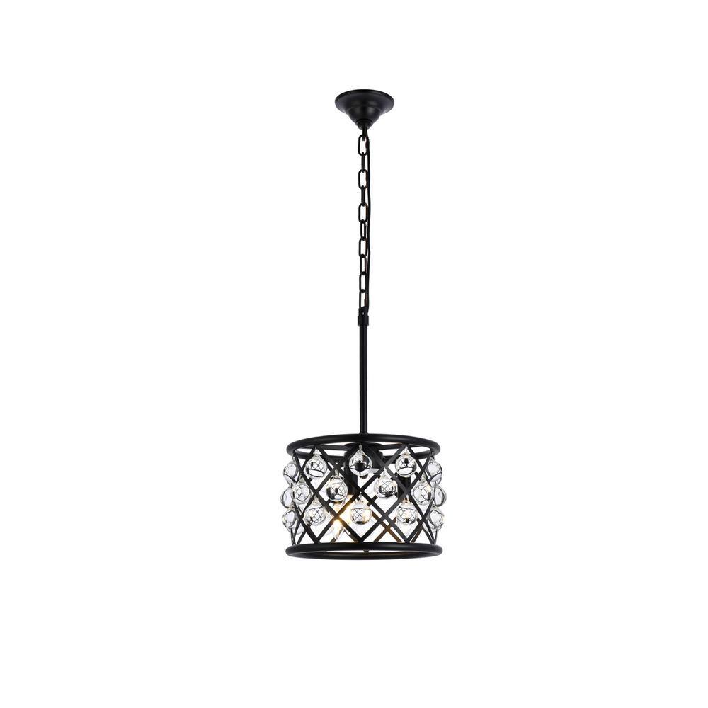 Alt View 5. Urban Classic - Madison 3 light Matte Black Pendant Clear Royal Cut Crystal - Matte Black.
