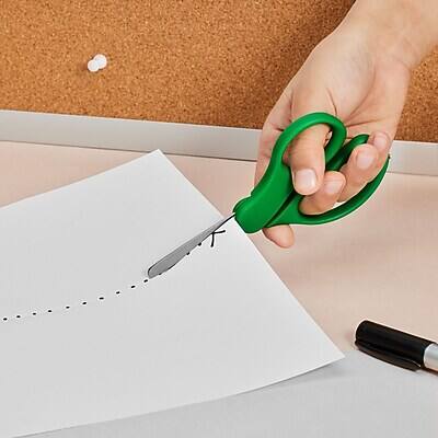 Alt View 2. Staples - Teacher Pack 5" Kids Blunt Tip Stainless Steel Scissors, Straight Handle, Right and Left Handed, 12/Pack - Green/Yellow/Pink/Blue.