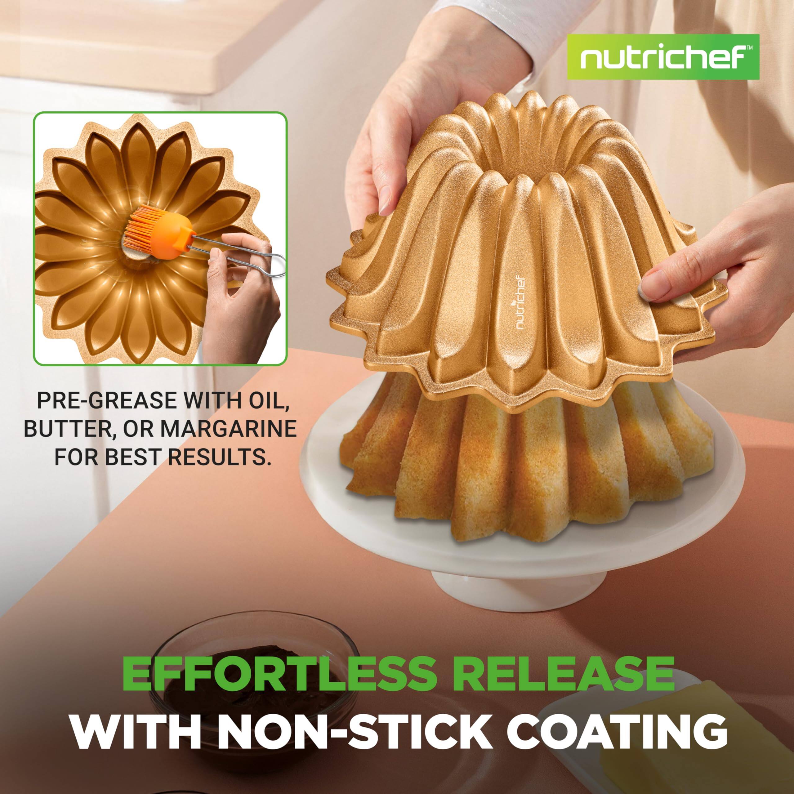 nutrichef

PRE-GREASE WITH OIL, BUTTER, OR MARGARINE FOR BEST RESULTS.

EFFORTLESS RELEASE WITH NON-STICK COATING