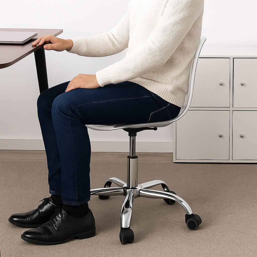Angle. Hivvago - Clear Acrylic Armless Desk Chair with Swivel Function and Adjustable Height - Clear.