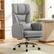 Angle. KERDOM - Ergonomic Big Office Leather Chair with Expandable Arms, Reclining Cross Legged Chair with Footrest Wide Seat for Gaming - Grey.