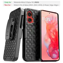 RomeTech - Shell Holster Combo Case for Motorola G Stylus 5G (2024) - Black - Black & Orange