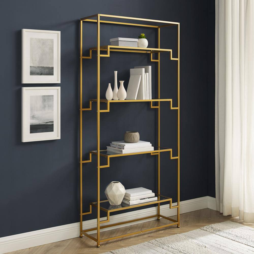 Alt View 8. Crosley Furniture - Celeste Etagere Bookcase - Gold.