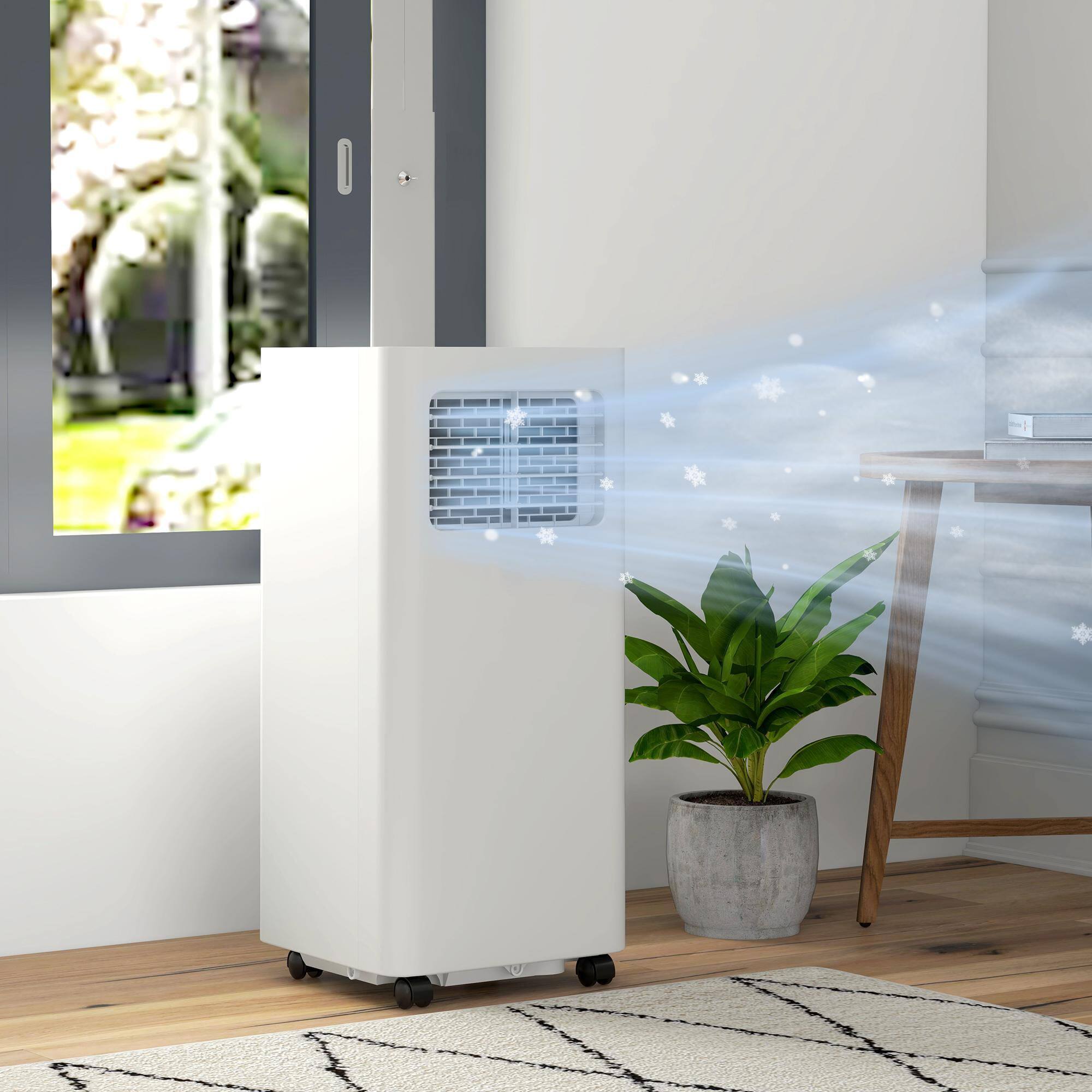 Alt View 4. Resenkos - 8000 BTU Mobile Air Conditioner, 345 Sq. Ft., AC Unit with Dehumidifier, Sleep, Window Kit, White - White.
