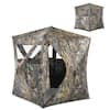 Front. Gymax - Gymax 3 Person Portable Hunting Blind Pop-Up Ground Blind w/Tie-downs & Carrying Bag - Camouflage.