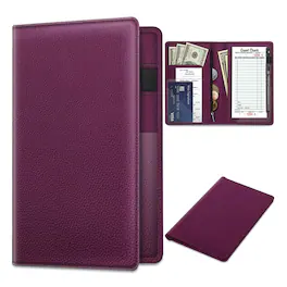 Kitcheniva - Organizer Wallet With Zipper Pocket & Card Holder Server Book For Waitress Waiter - Purple