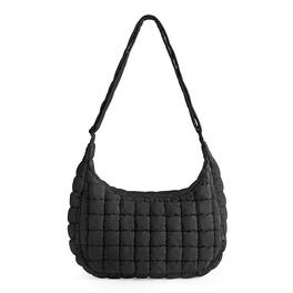 Bagsmart - Oversized Quilted Puffer Hobo Bag, Lightweight Crossbody with Adjustable Strap for Travel & Daily Use - Black