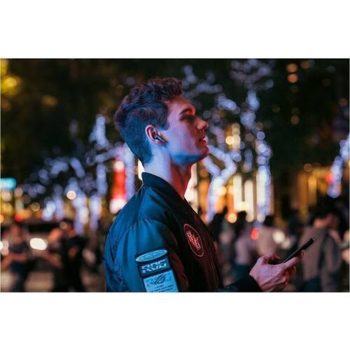 Angle. ASUS - ASUS ROG Cetra True Wireless SpeedNova Gaming Earbuds, Dual-Mode BT/2.4GHz, ANC, 46Hr Battery, Black.