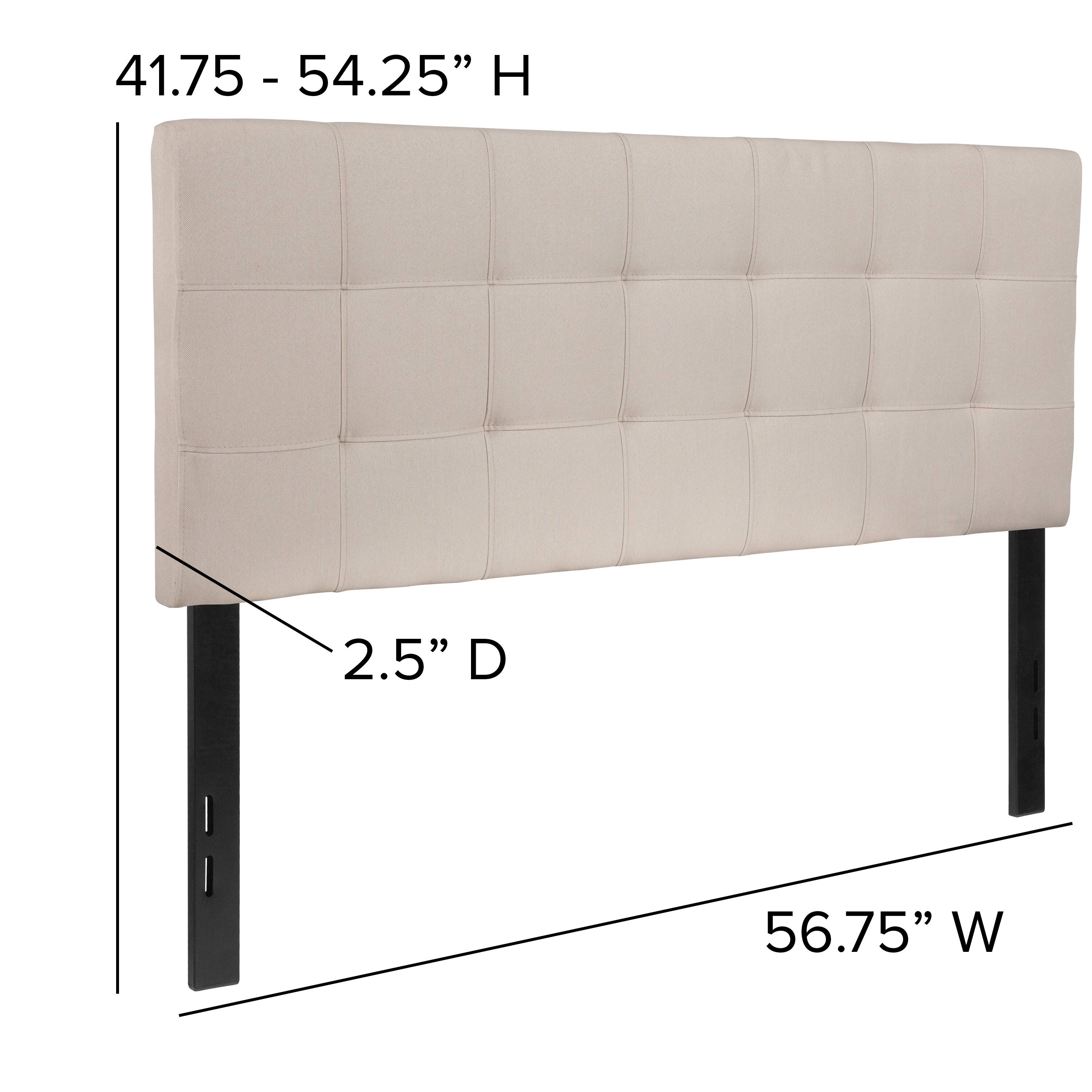 41.75 - 54.25" H  
2.5" D  
56.75" W