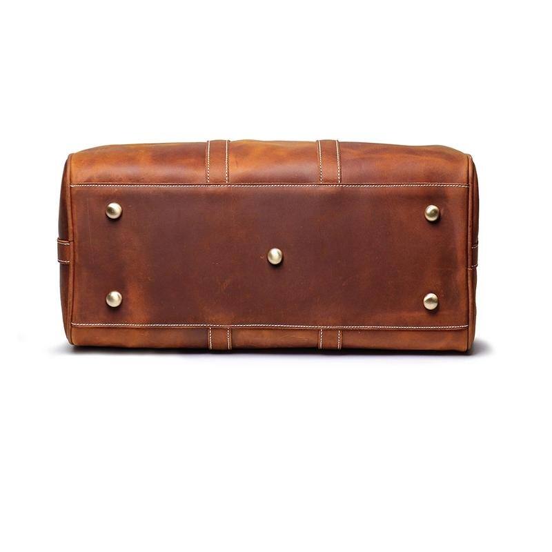 Alt View 2. Steel Horse Leather - The Brandt Weekender | Small Leather Duffle Bag - Brown.