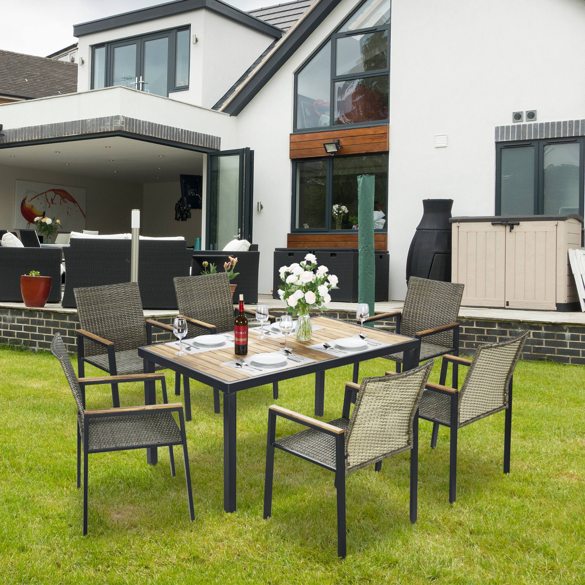 Alt View 9. Tiramisubest - Luxury L-Shaped Patio Set w/Removable Cushions&Coffee Table,Outdoor Conversation Sectional Sofa for Backyard,Porch,Gray - Gray.