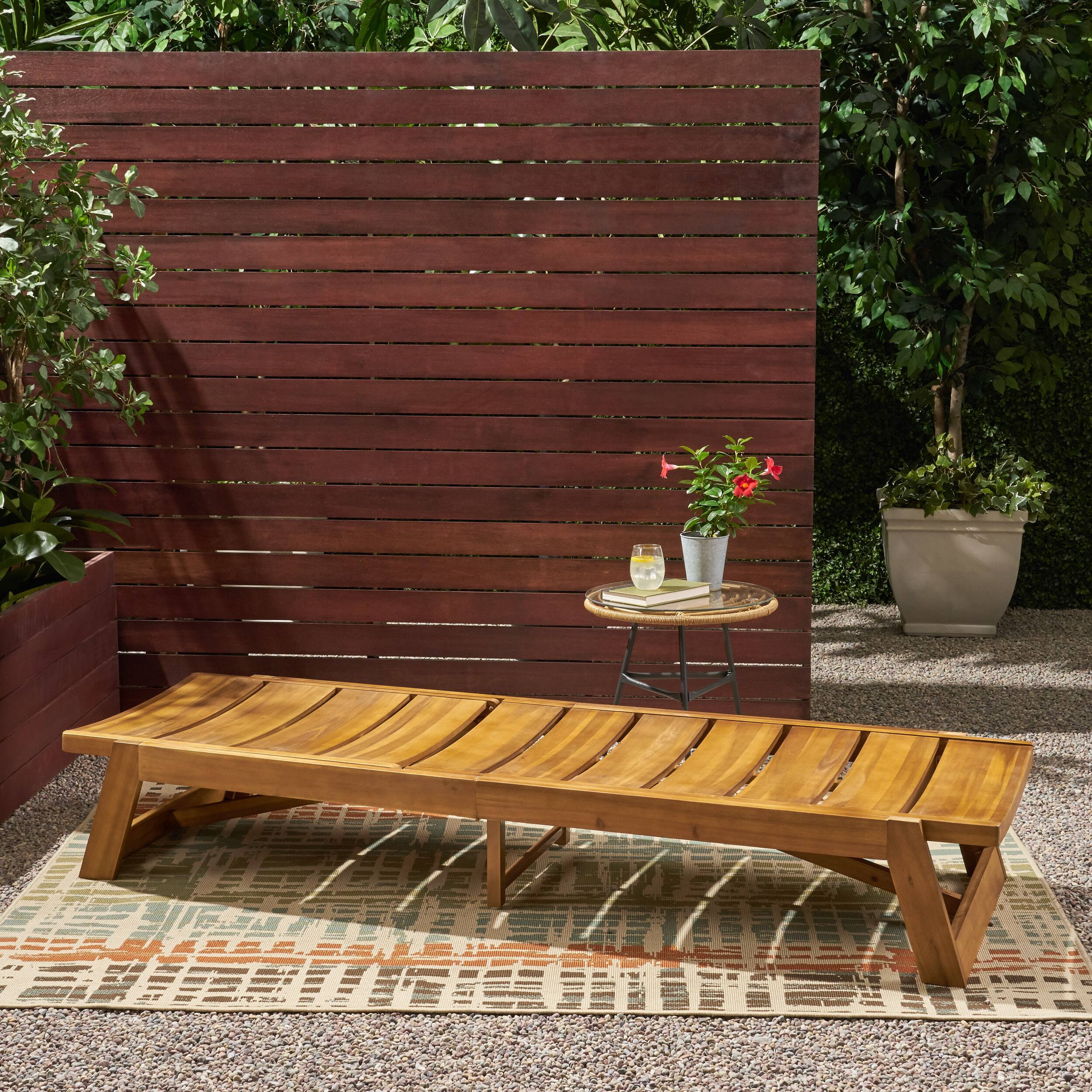 Left. Mondawe - Outdoor Acacia Wood Chaise Lounge Chair - Brown.