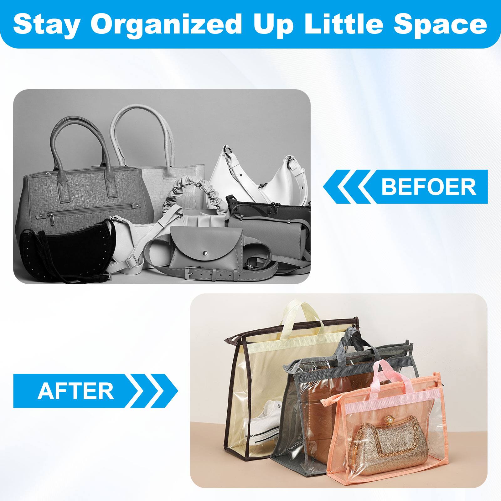 Stay Organized Up Little Space  
BEFORE  
AFTER