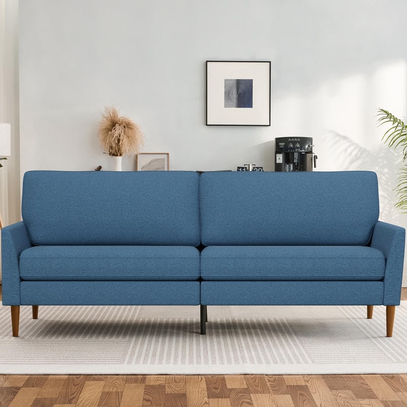 Dyonery - 88" Loveseat Sofa, Comfy Corduroy Couches for Living Room, Modern Oversized Love Seat Sofa - Blue
