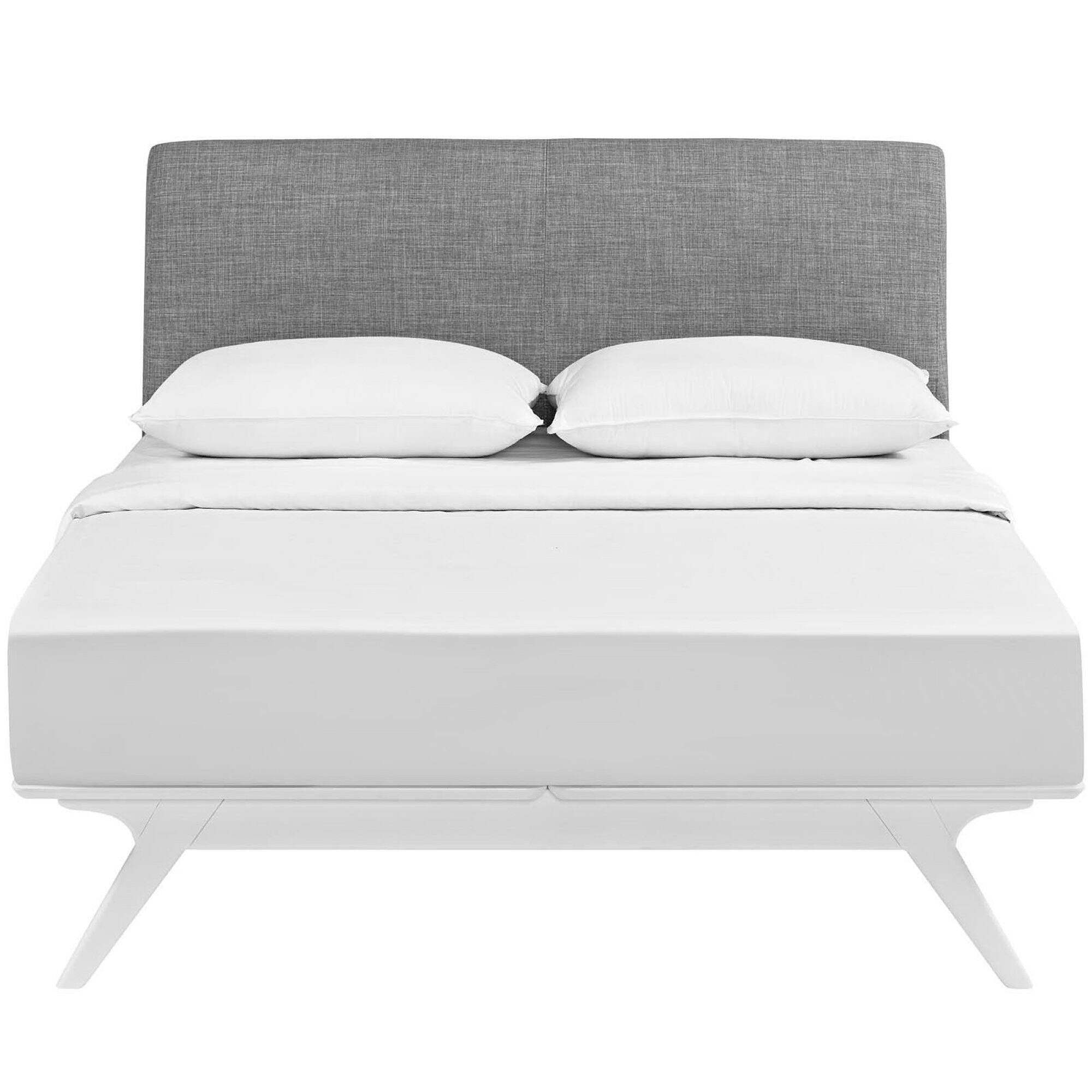 Alt View 1. Modway - Tessie Vinyl Full Bed Frame with Squared Tapered Legs - White.