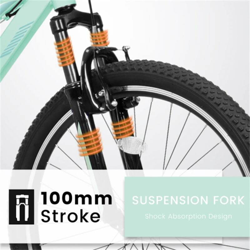 100mm Stroke Suspension Fork  
Shock Absorption Design