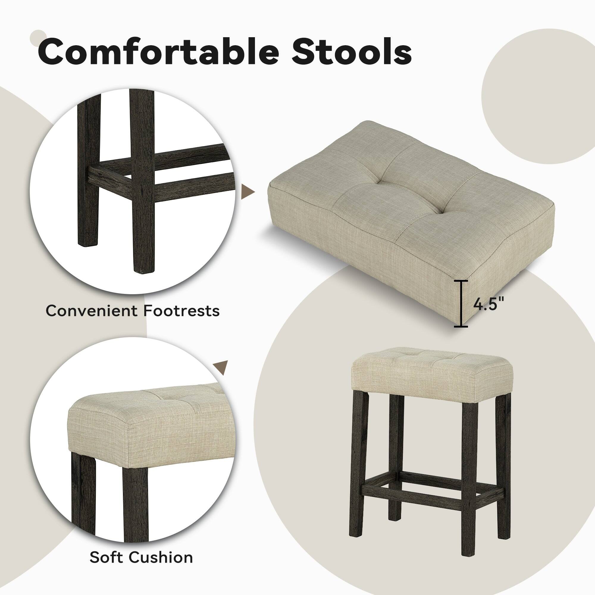 Comfortable Stools  
Convenient Footrests  
4.5" Soft Cushion