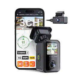 Vantrue - E360 Plus Panoramic 585° 3 Channel Dashcam, Dual STARVIS 2, Dual Fisheye, Night Vision, Parking Mode, Voice Control - Black