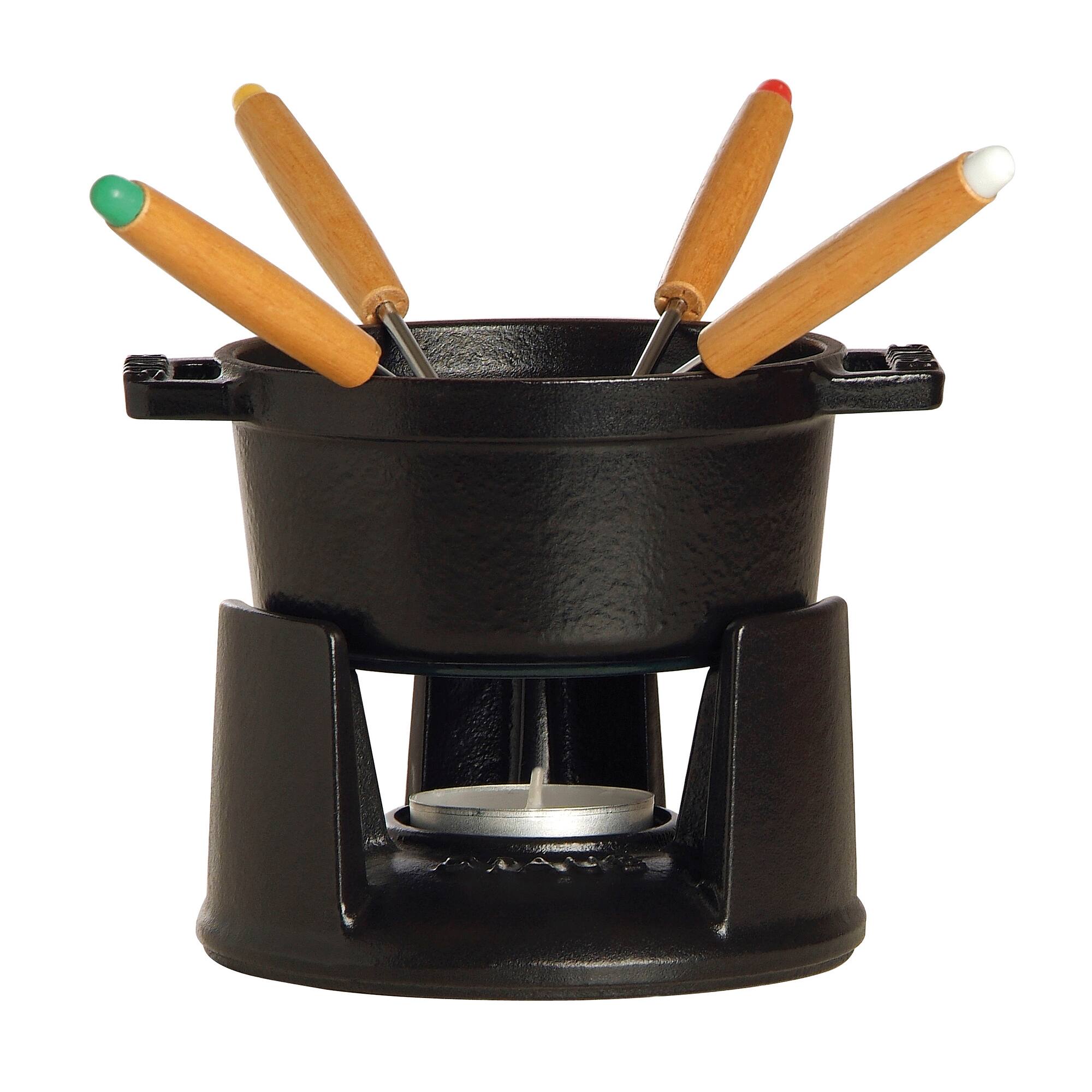 Alt View 1. Staub - Staub Cast Iron 0.25-qt Mini Chocolate Fondue Set - Matte Black - Matte Black.