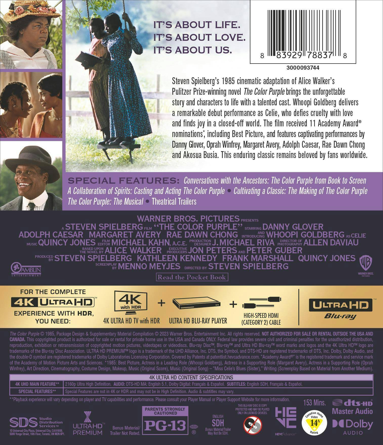 Back. The Color Purple   - 4K Blu-Ray.