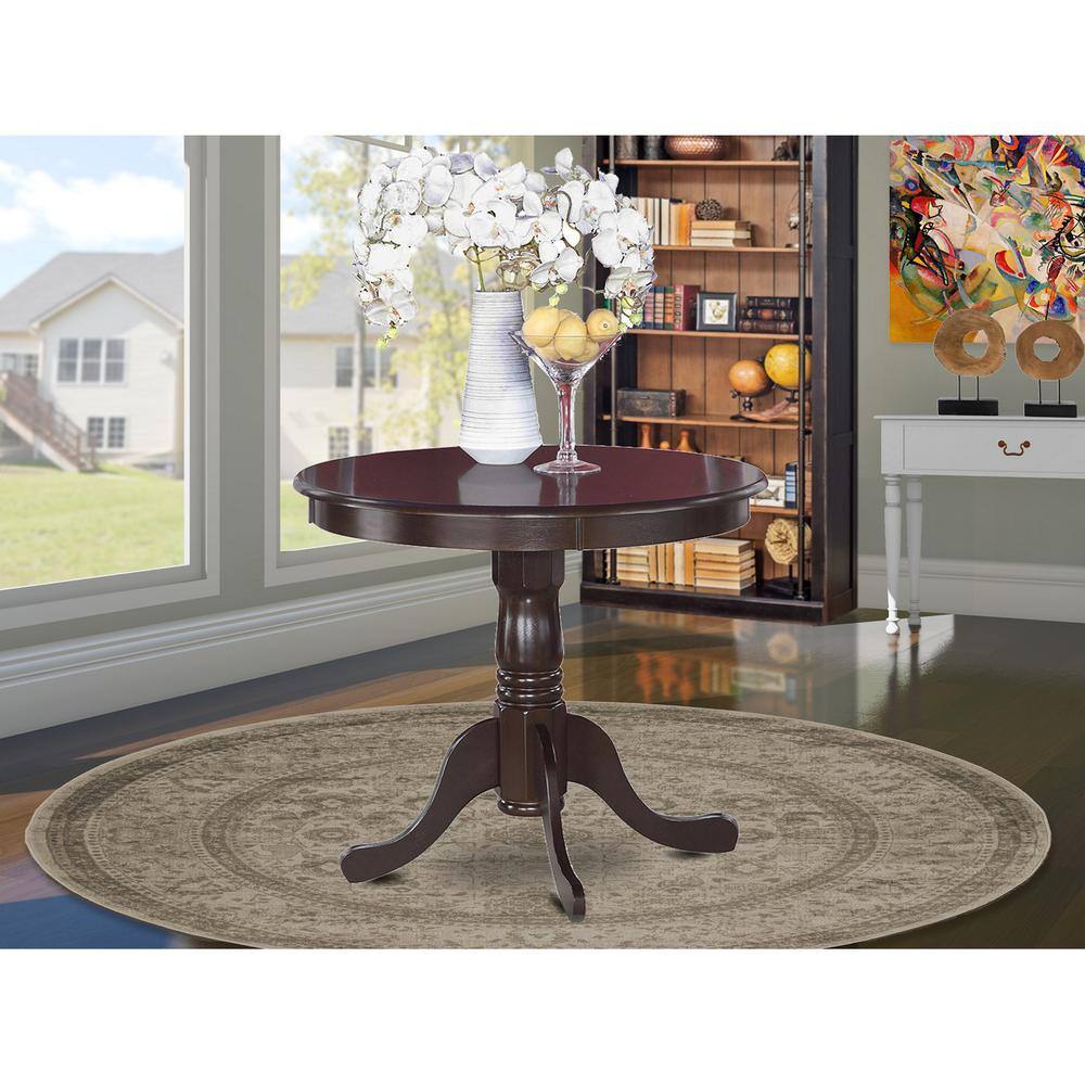Alt View 1. East West Furniture - Antique Table 36" Round with Cappuccino Finish - Cappuccino.