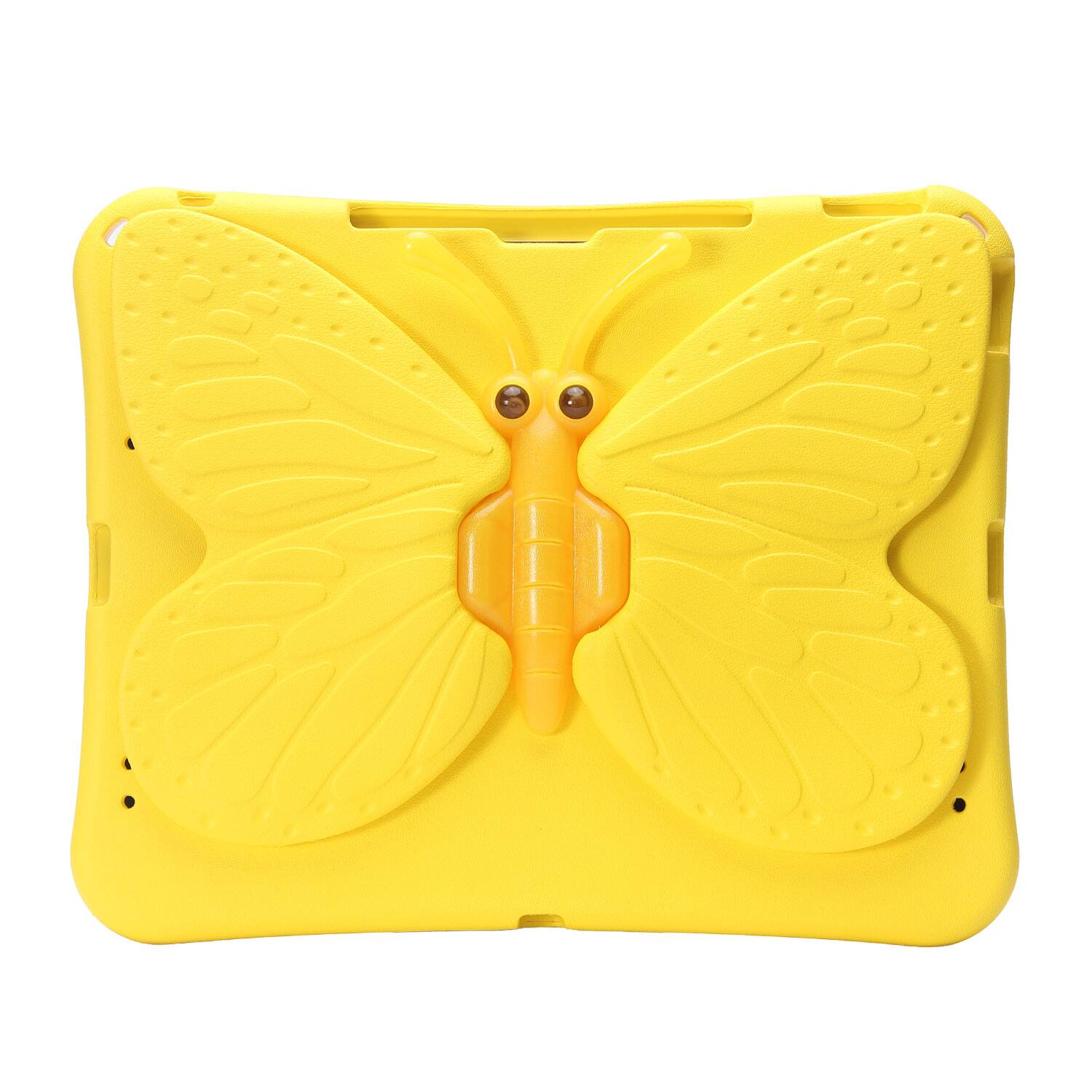 Back. Dteck - Kids Butterfly Case for Apple iPad Air (M4) 13" 2026-24 & iPad Pro 13/12.9",Rugged 3D Cartoon EVA Shockproof Stand Cover - Yellow.