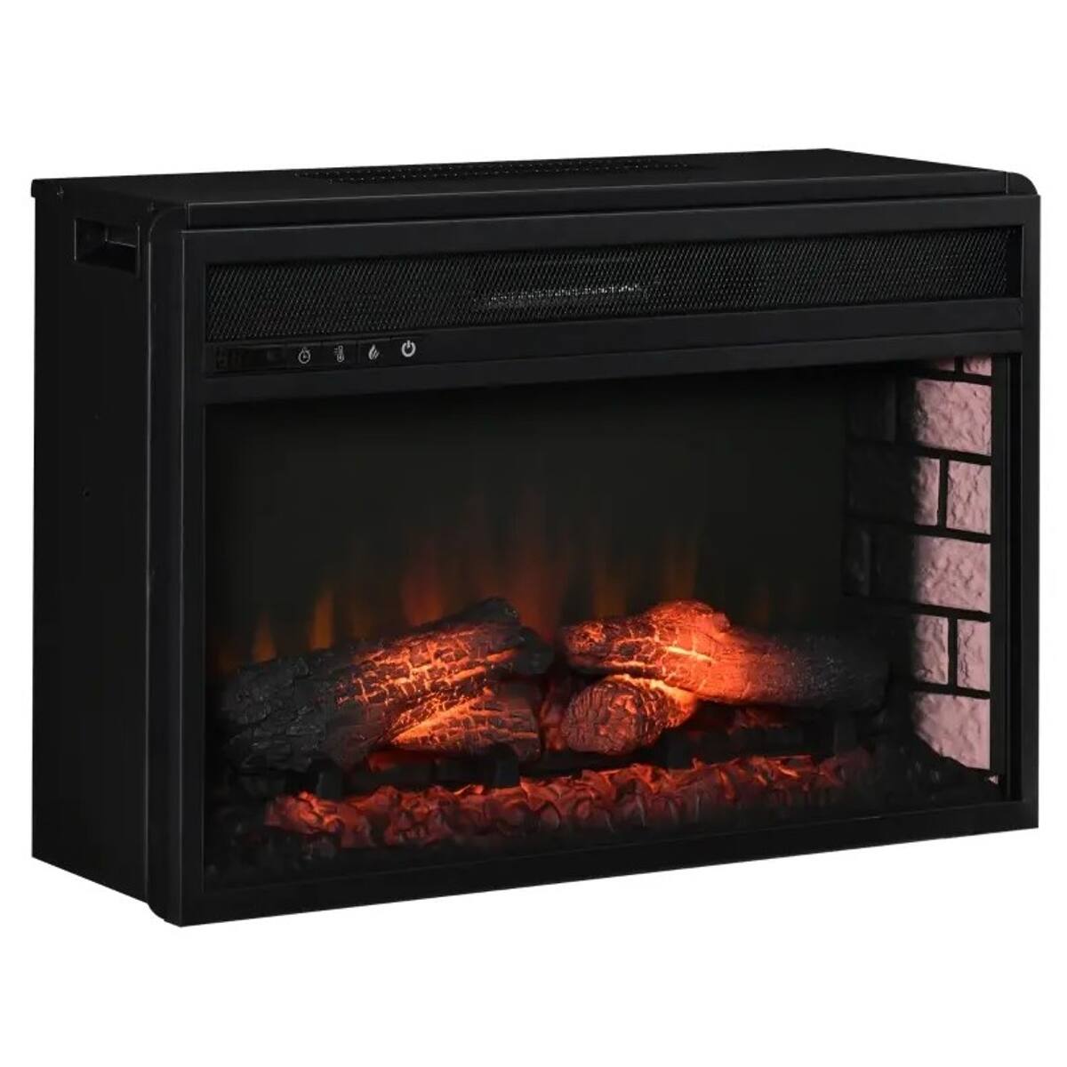 Angle. Loheer - Loheer Retro Recessed Fireplace Heater Electric Fireplace Insert - Black.