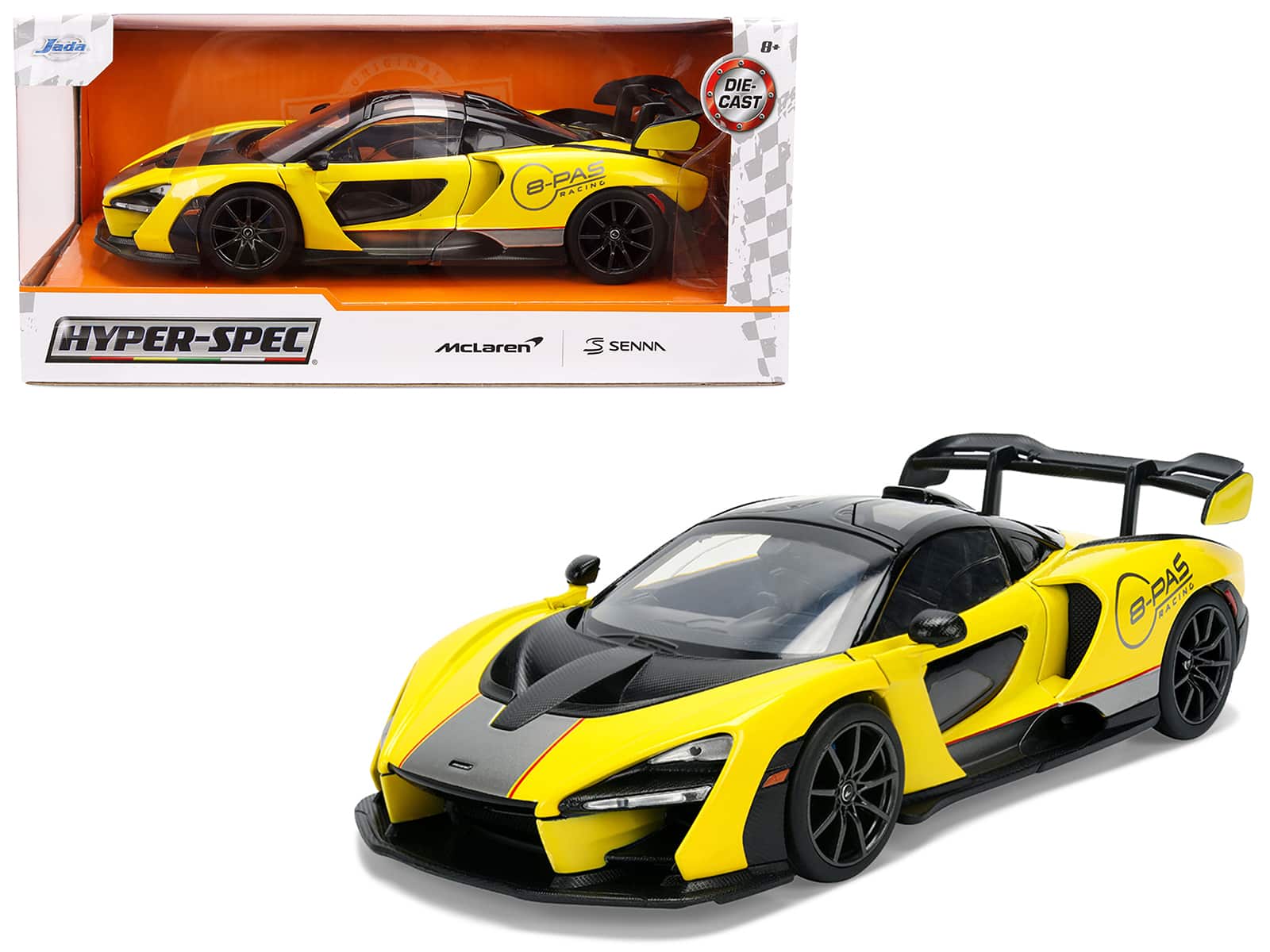 "McLaren Senna ""8-PAS Racing"" Yellow Metallic with Black Top ""Hyper-Spec"" Series 1/24 Diecast Model Car by Jada" price history on PriceWatchPro