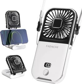 Loheer - Portable Fan Mini Handheld Fan 3000mAh Rechargeable Small Desk Fan with Power Bank and Lanyard for Office