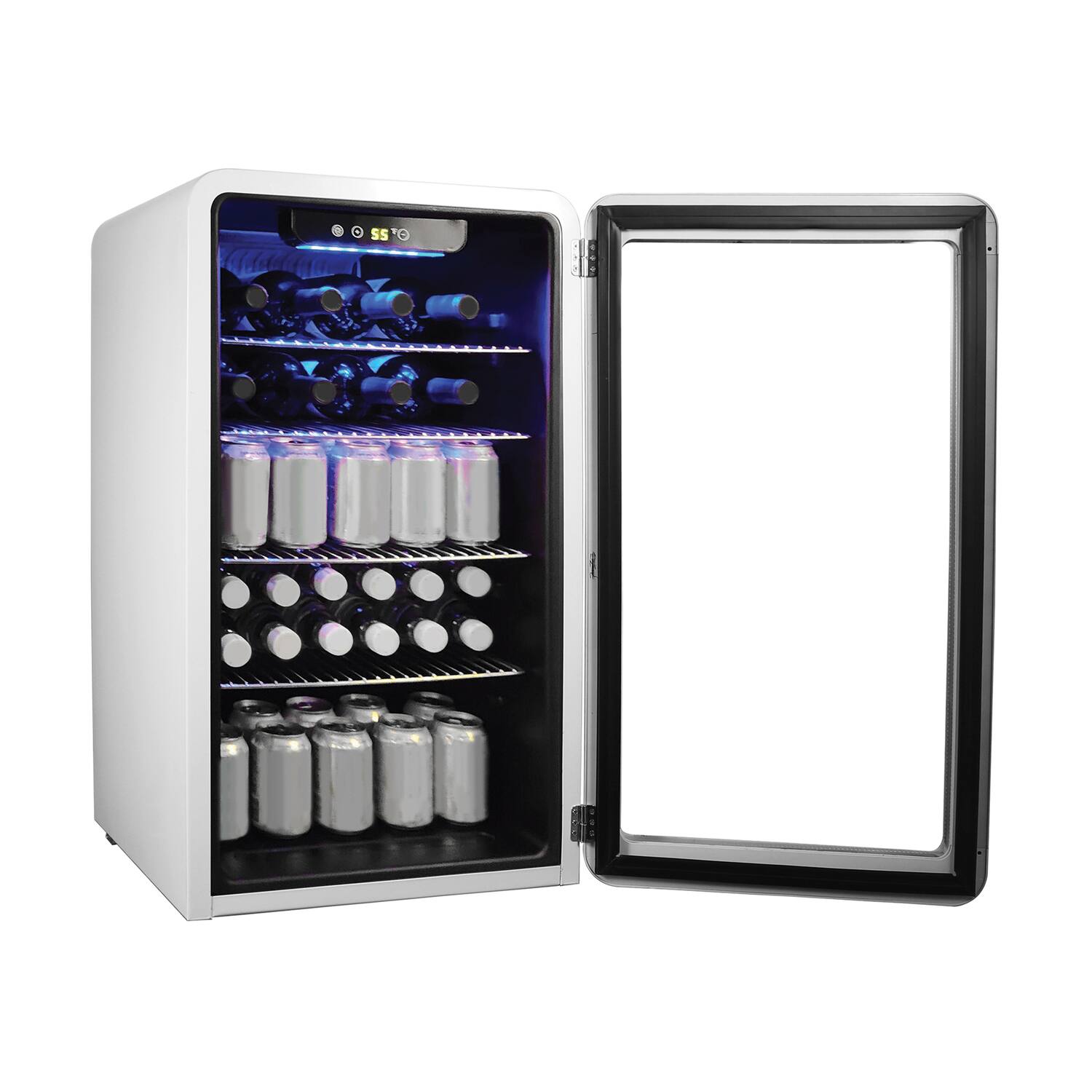 Left. Magic Chef - 3.4-Cu. Ft. Retro Beverage Cooler - White.