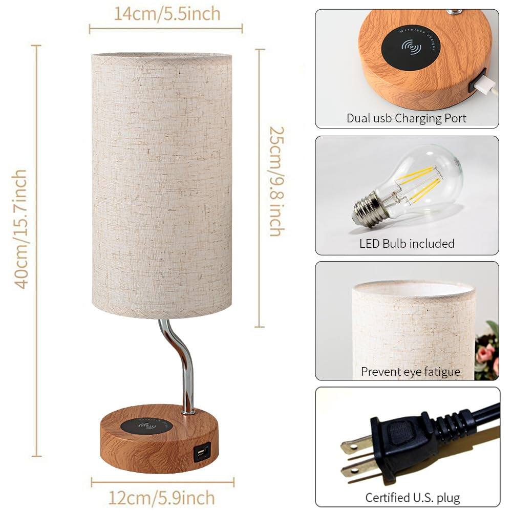 14cm/5.5inch  
40cm/15.7inch  
25cm/9.8 inch  
Dual usb Charging Port  
LED Bulb included  
Prevent eye fatigue  
12cm/5.9inch  
Certified U.S. plug