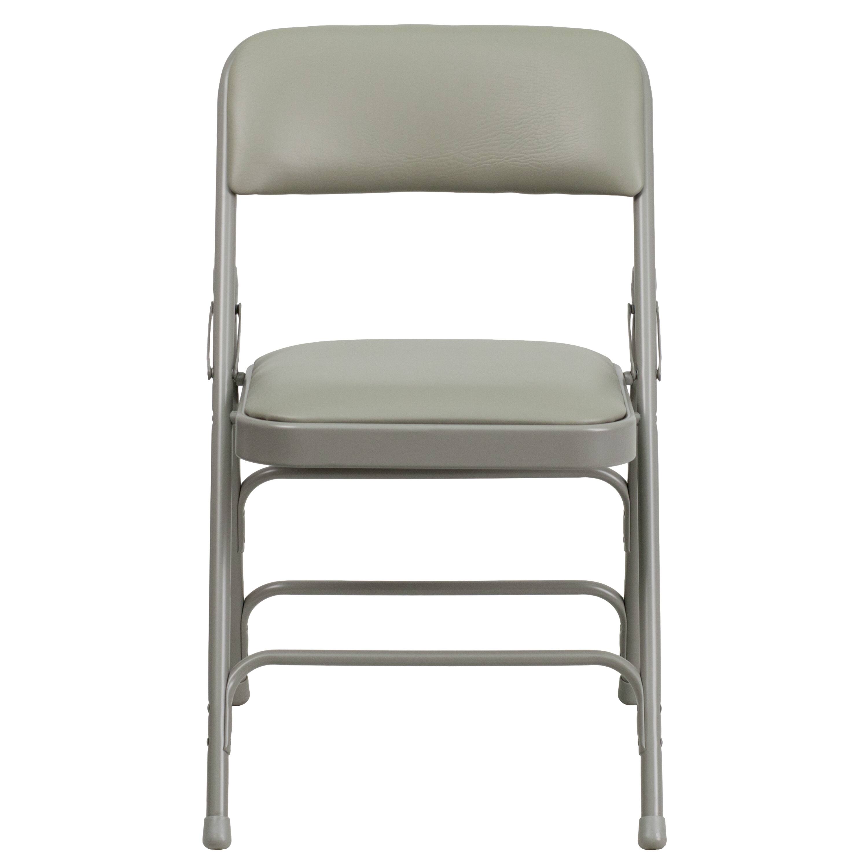 Alt View 8. Emma + Oliver - 2 Pack Home & Office Portable Party Events Padded Metal Folding Chair - Gray Vinyl/Gray Frame.