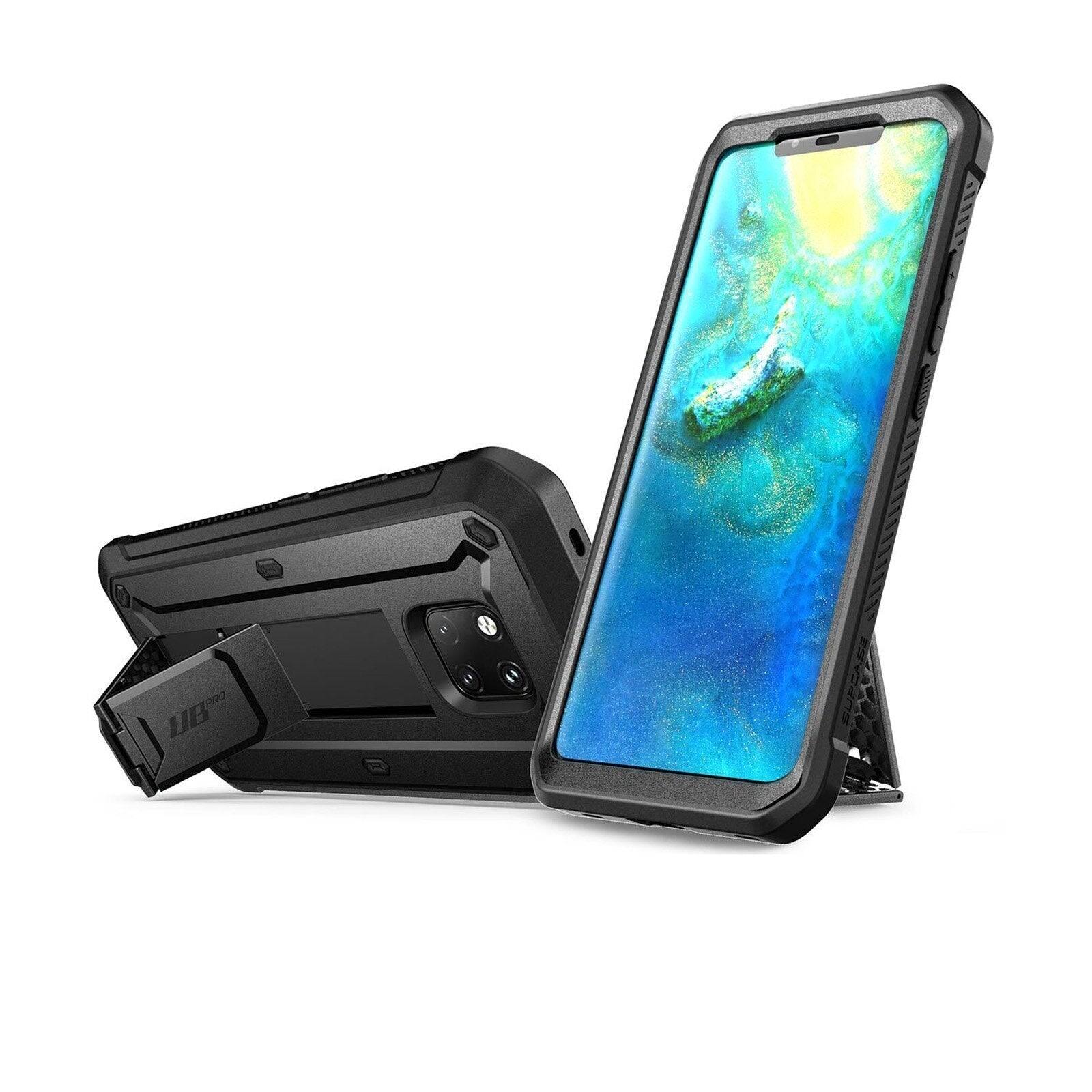 Angle. SUPCASE - Unicorn Beetle Pro Rugged Case for Huawei Mate 20 Pro – Full-Body Protection with Screen Protector - Black.