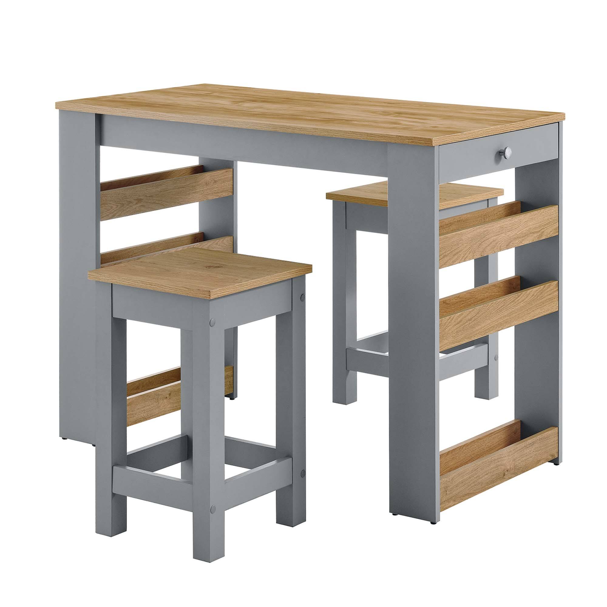 Alt View 4. Modway - Galley 3-Piece Kitchen Island and Stool Set by Modway - Oak Gray.