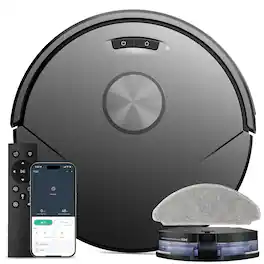 Teendow - 2-in-1 Robot Vacuum & Mop, App-Controlled Smart Cleaner with HEPA, Self-Charging, Ideal for Pet Hair & Hard Floors - Black