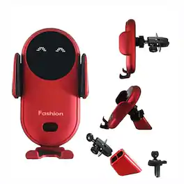 Empire DigiLabs - Smart Car Wireless Phone Holder Cute Fashion Auto Clamping Vent Dashboard Compatible With Andriod On Air - Red