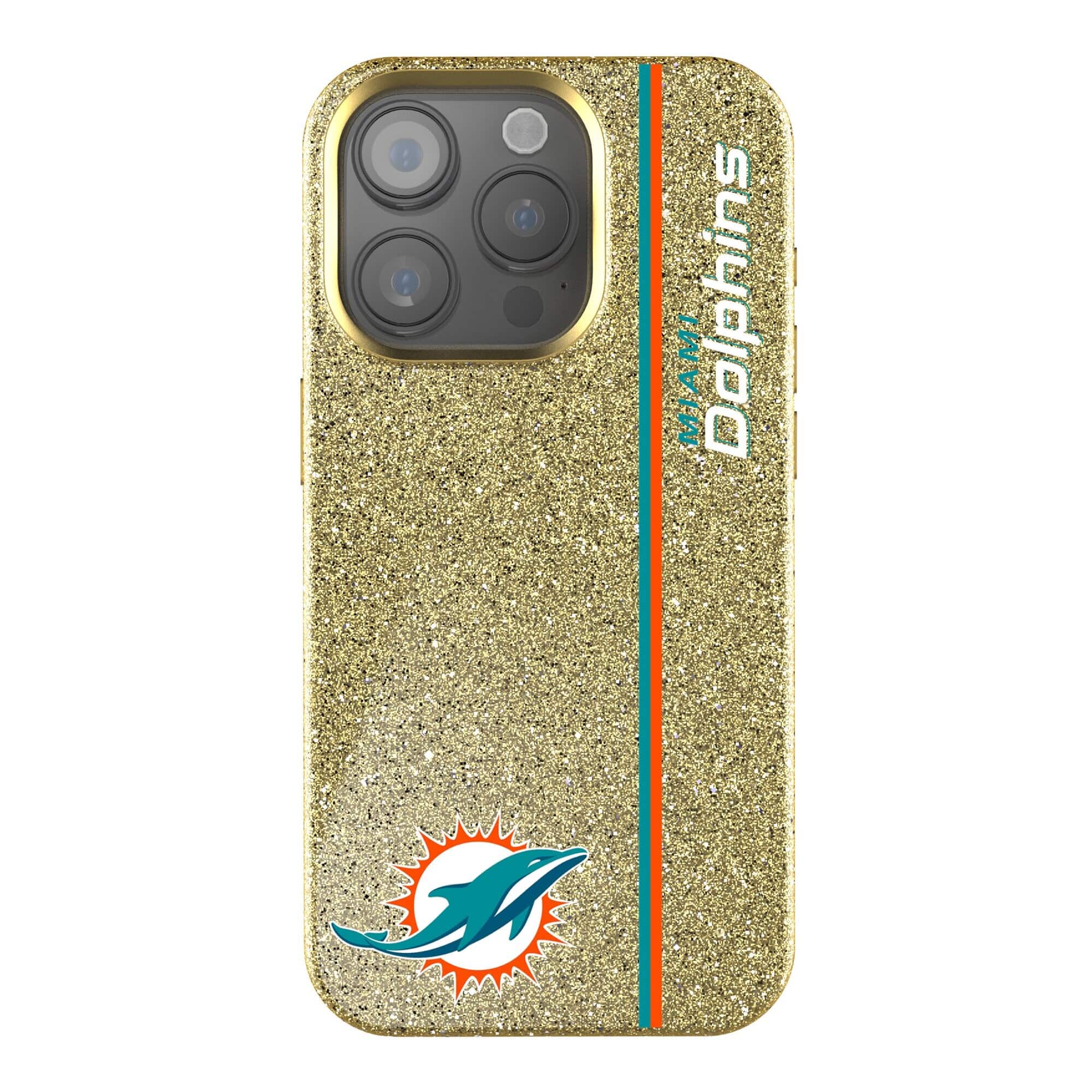 Keyscaper - NFL - Miami Dolphins iPhone Bling Case - 15 Pro Max - Gold