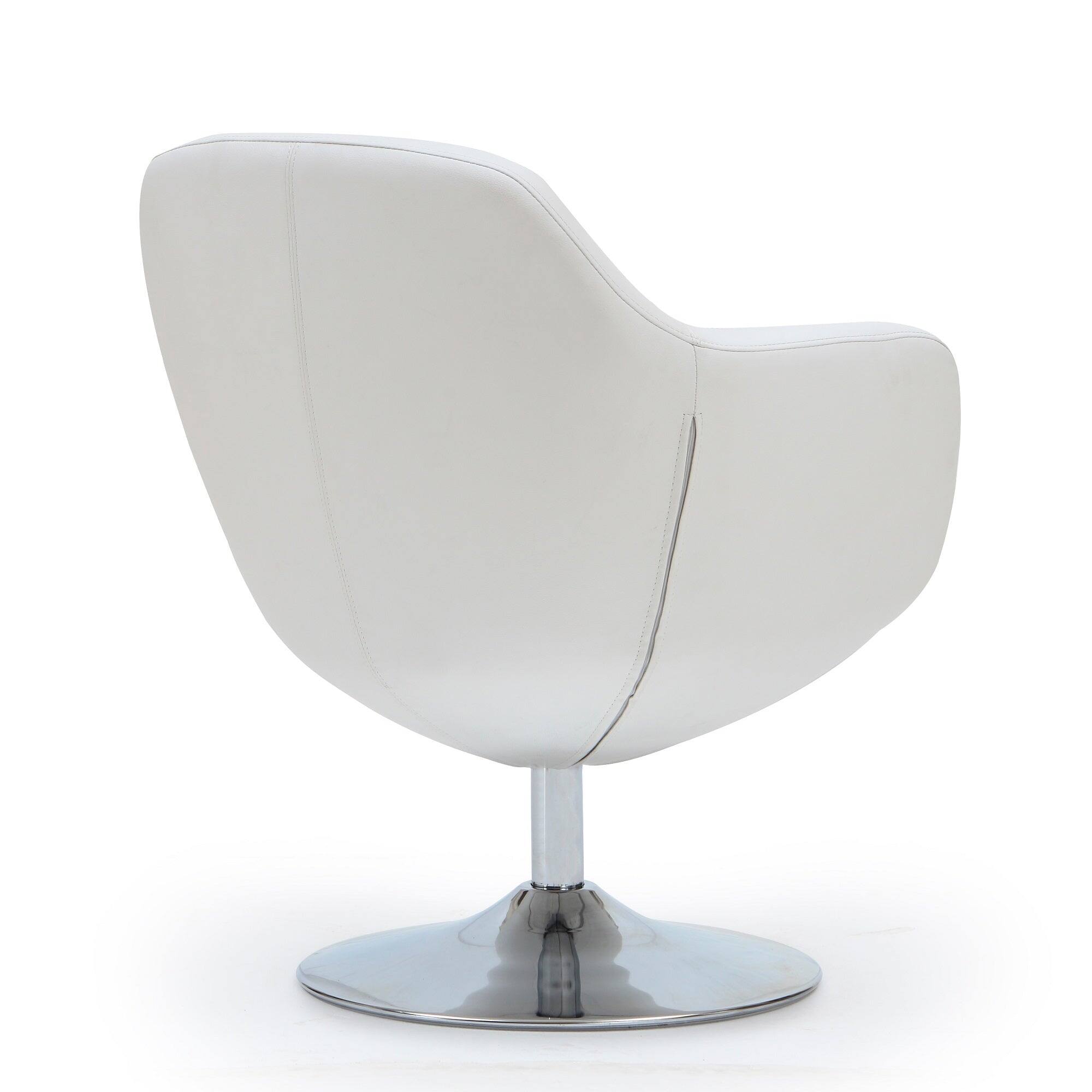 Alt View 1. Manhattan Comfort - Caisson Modern Upholstered Swivel Lounge Chair - Set of 2 - White.
