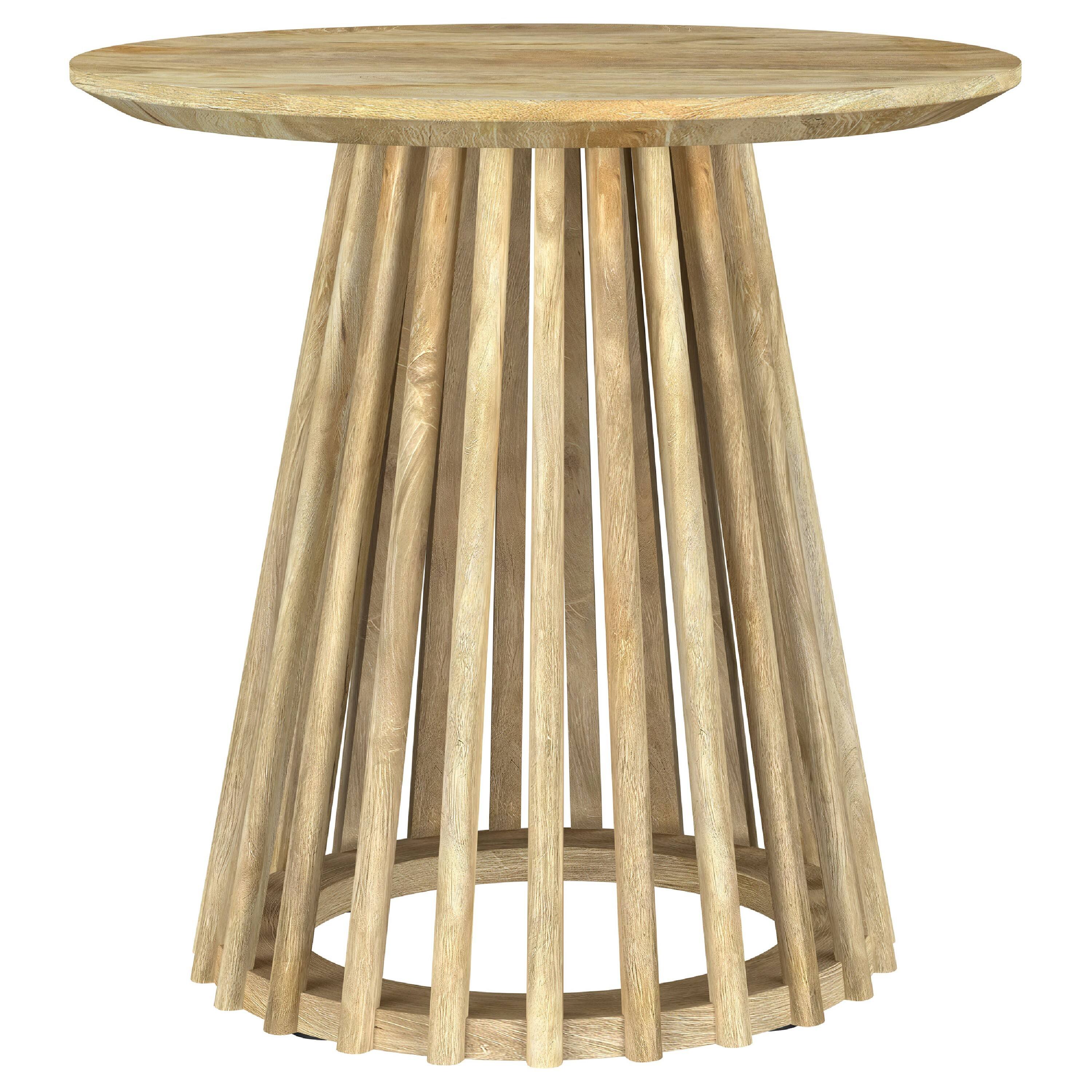 Alt View 3. Manhattan Lane - Trey 2Pc Round Coffee and End Table Set, Slatted Base, Mango Wood - Natural Mango Brown.