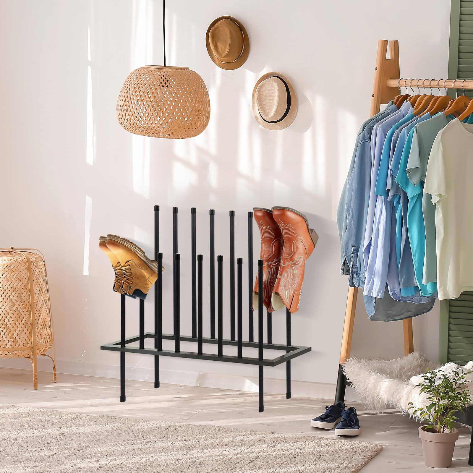 Alt View 5. Hanke - Boot Rack Shoe Cabinet Metal For Closet Organizer 8 Pairs Free Standing Racks Storage Entryway Bedroom Pati... - 8 pairs.