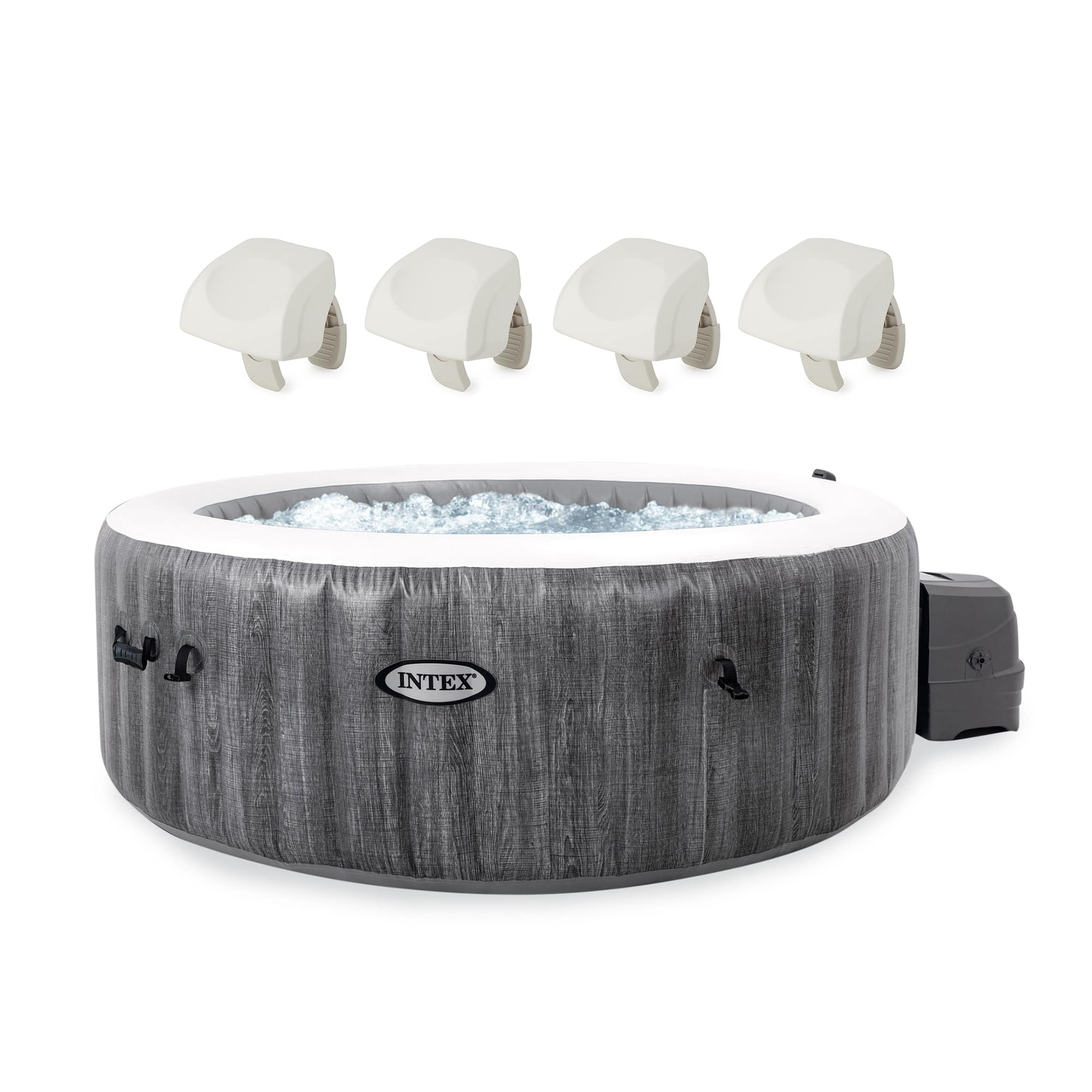 Intex - PureSpa Plus Greywood Inflatable Hot Tub Jet Spa with 4 Headrest Pillows - Gray price history on PriceWatchPro
