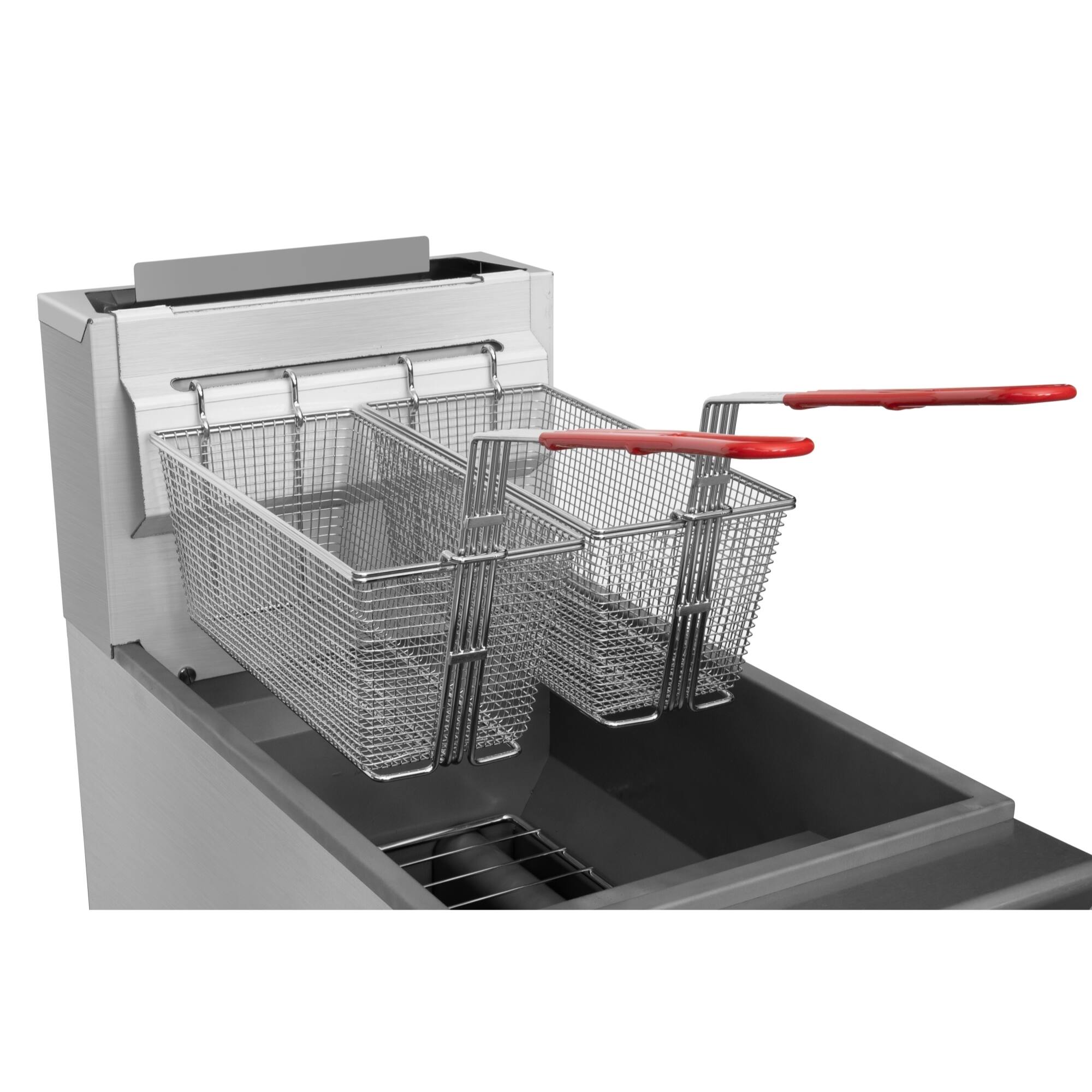 Alt View 6. Koolmore - 50 lb. Floor Standing Natural Gas Commercial Fryer with 120,000 BTU in Stainless-Steel, ETL Listed (KM-FDF50-NG) - Silver.