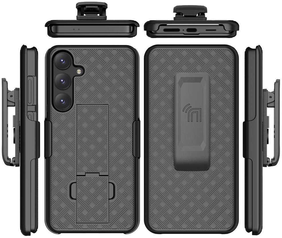 Alt View 8. Nakedcellphone - Combo for Samsung Galaxy S25 Plus Phone - Slim Case and Belt Clip Holster - Black.