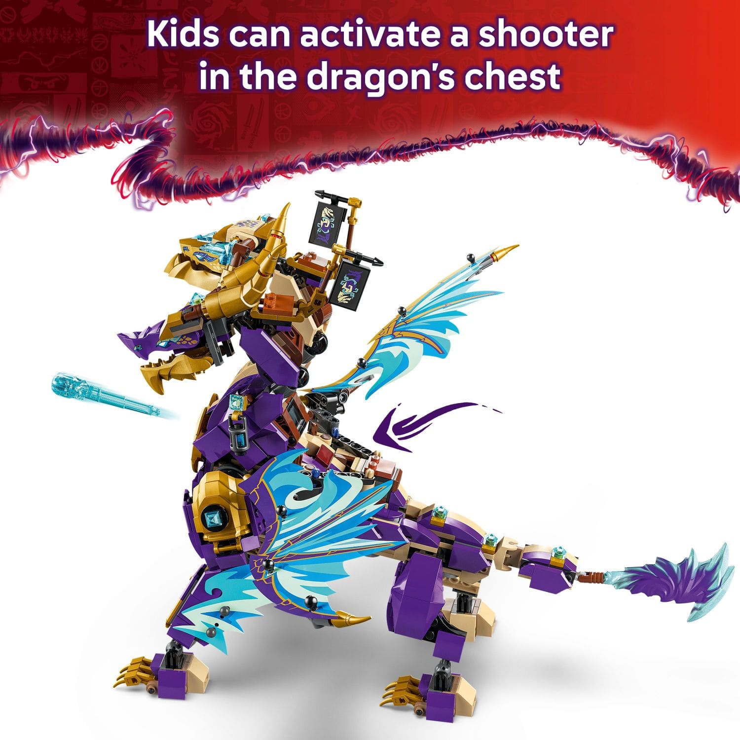 Kids can activate a shooter in the dragon's chest.