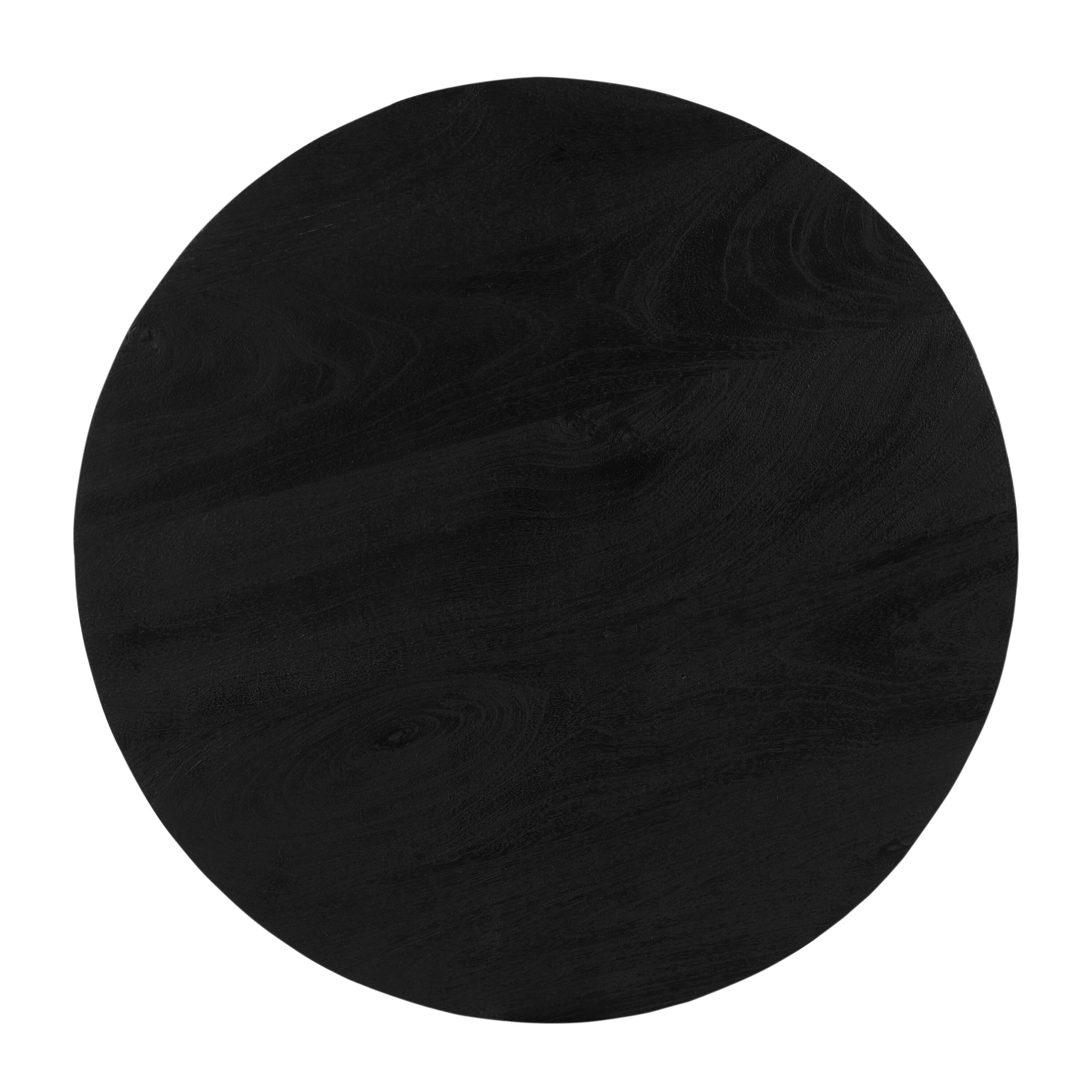Alt View 2. Manhattan Lane - Ridge 47 Inch Handcrafted Mango Wood Round Dining Table, Slatted Flared Base - Black.