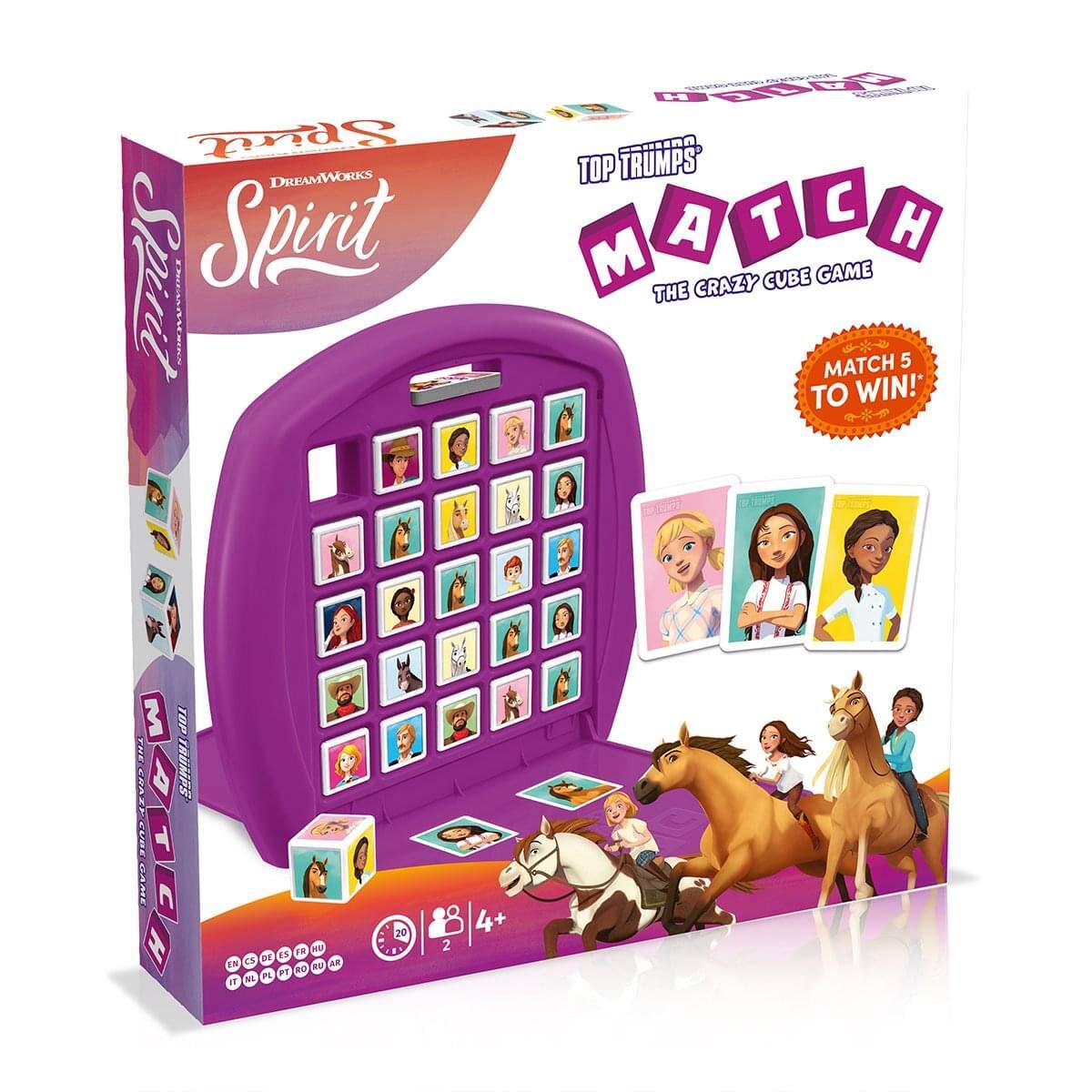 **Top Trumps Match**  
**The Crazy Cube Game**  

**Spirit**  
**DreamWorks**  

**Match 5 to Win!**  

**20**  
**2**  
**4+**  

**Ericn CHAEr A**  
**202 T GAME C H**  
**a DE 15 N Cs AR an**  
**R PI l NE 20 2**