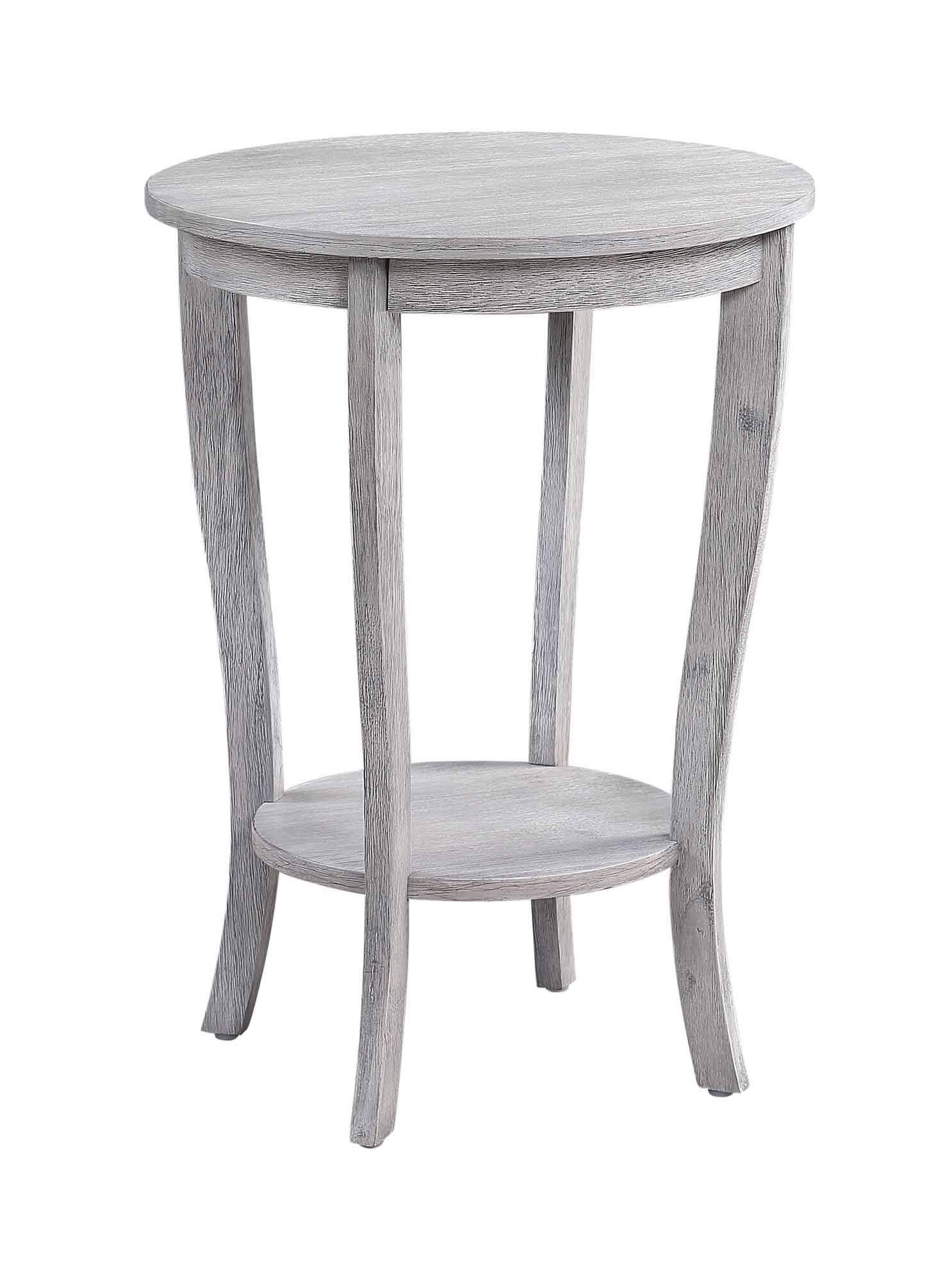 Front. Hanke - Heritage Round End Table Faux Marble - Wirebrush Light Gray.